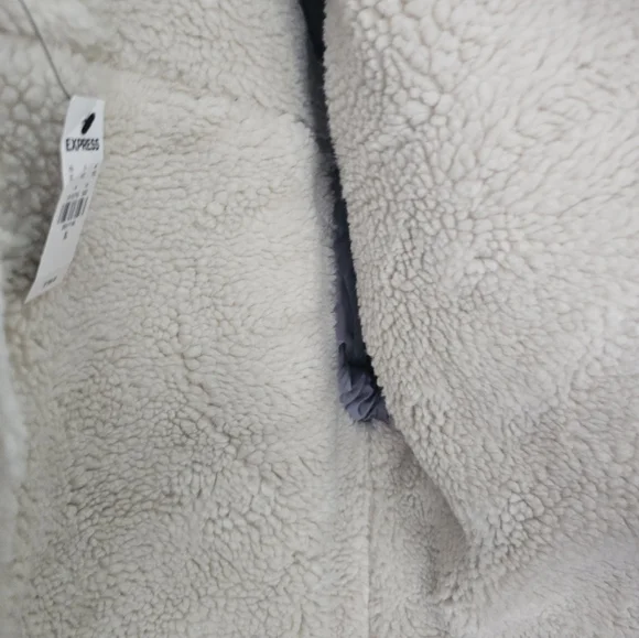 Men's Express Wool Sherpa Lined Trucker Jacket XL Gray - Picture 8 of 9